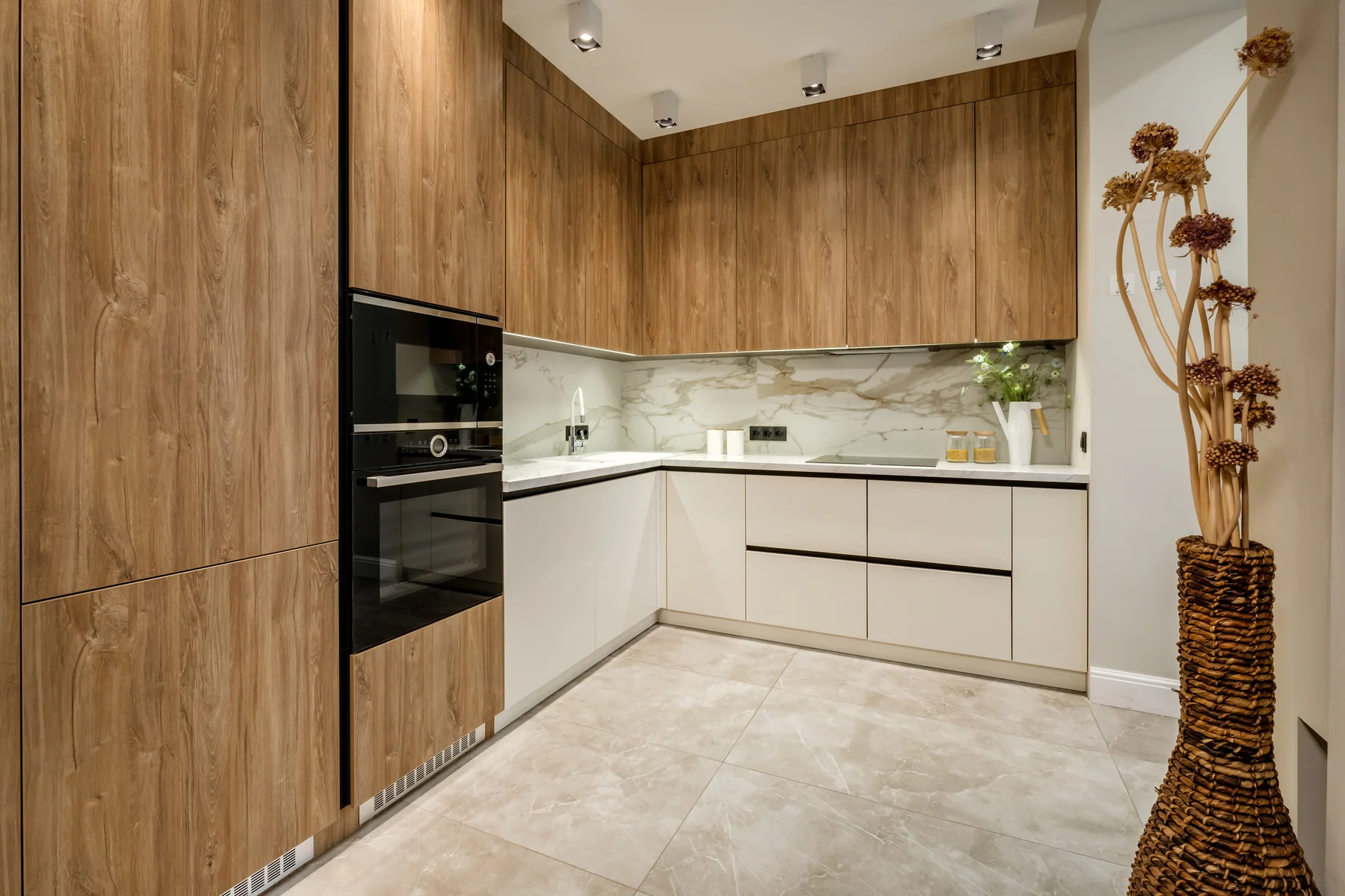 Warm modern kitchen illustrating a home search planned around the payment